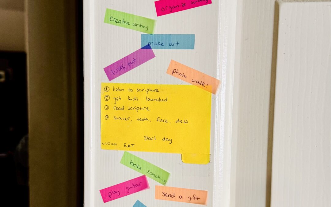 coping wall with colorful stickies tat list coping ideas: see text