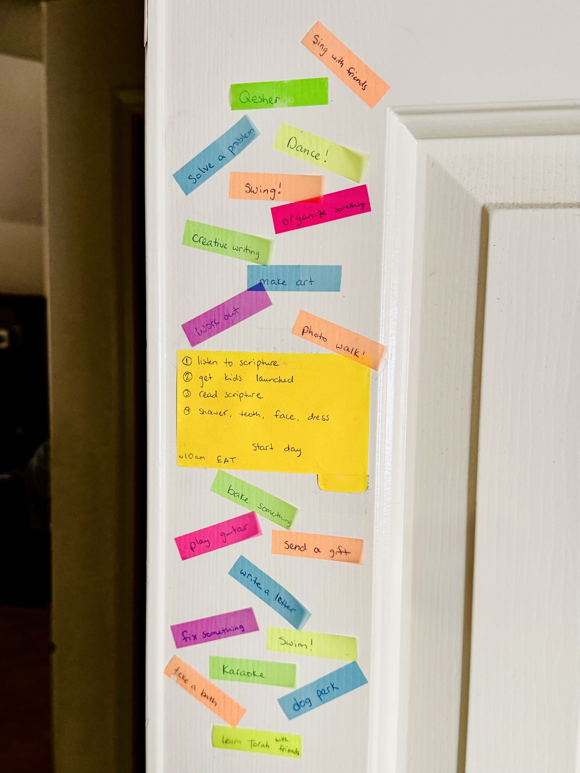 coping wall with colorful stickies tat list coping ideas: see text